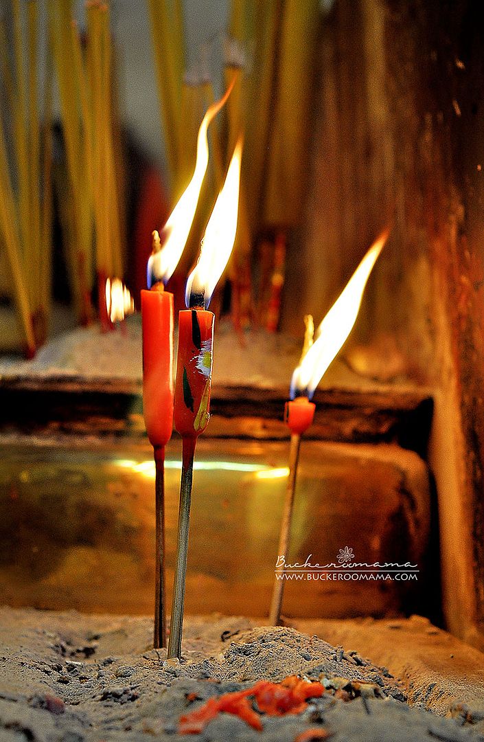 Candle offerings at a temple
