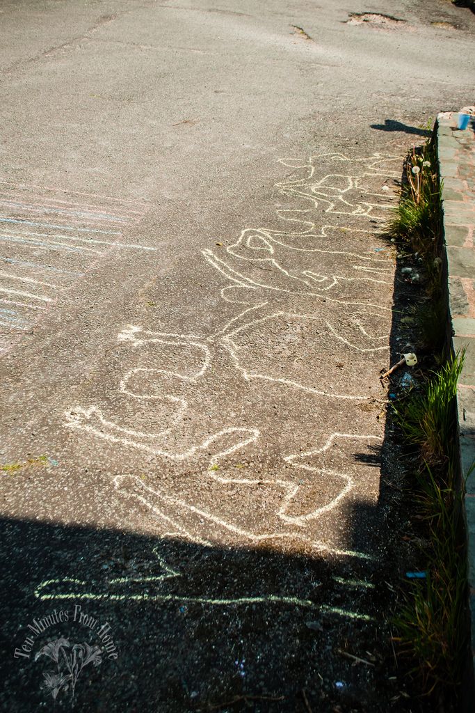 Whenever!, When school moves outside, so does 'art' ~ here's my 8 or 8 children in shadow-pavement-art :D