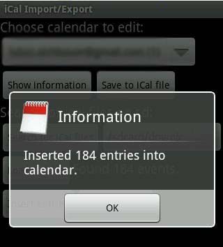 Provides simple iCal (.ics, .ical, .icalender) file import and export for google calendar. Attendees are not supported currently.