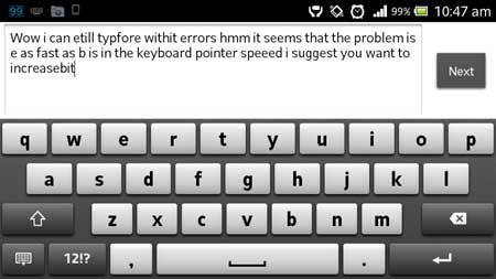 XPERIA Android QWERTY keypad mistype on key press