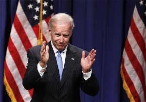 U.S. Vice President Joe Biden gestures after giving a speech regarding the Obama administration's foreign policy record at New York University in New York, April 26, 2012.