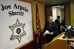 Maricopa County Sheriff Joe Arpaio arrives to a news conference in Phoenix, Arizona May 10, 2012.