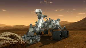 An artist’s conception of Curiosity exploring Mars. New research suggests that the car-sized rover could be able to find evidence of ancient life on the Red Plant – if it, in fact, existed. (Credit: NASA, JPL)