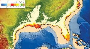 Past and possible future changes in sea level. (Credit: Map by Emanuel Soeding, Christian-Albrechts University, using NOAA data)