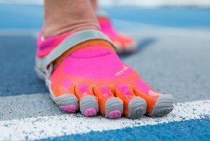 Image Caption: Minimalist five-finger running shoes, subject of a new BYU exercise science study. Credit: Brigham Young University