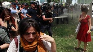 Turkey's riot icon: Woman in red dress