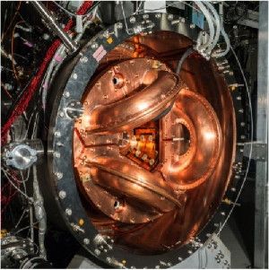 The UW's current fusion experiment, HIT-SI3. It is about one-tenth the size of the power-producing dynomak concept.