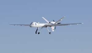 NASA's Ikhana glides in for landing at Edwards Air Force Base after the first test flight of the new ADS-B aircraft tracking technology on an unmanned aircraft system.