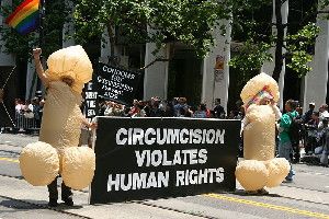 Anti-circumcision activists at San Francisco's Pride Parade in 2008