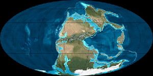 During the Permian period, the continents came together to form Pangaea (map of supercontinent's configuration 280 million years ago shown). Air temperatures near the equator might have been as high as nearly 74 degrees Celsius.