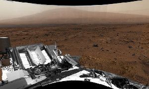 A view of Mount Sharp in the distance.
