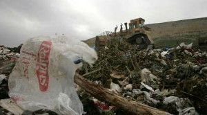 Plastic bags in landfill