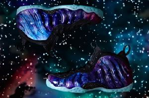 Space exploration inspired the design of Nike's new sportswear pack. Here, the Foamposite One with 'supernova' styling.