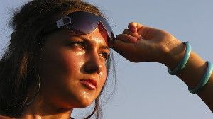 Sweating woman on a hot day