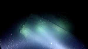 Bridge supports of Terra Nova, as seen in underwater video filmed off R/V Falkor.