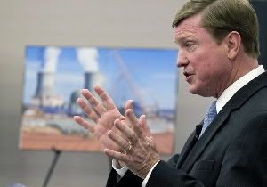 Southern Company Chairman, President and C.E.O. Thomas Fanning announces that the Nuclear Regulatory Commission voted 4-1 to approve the Atlanta-based company's request to build two nuclear reactors at its Vogtle site south of Augusta, during a news conference in Atlanta Thursday, Feb. 9, 2012. The NRC last approved construction of a nuclear plant in 1978, a year before a partial meltdown of the Three Mile Island nuclear plant in Pennsylvania. (AP Photo/John Bazemore)