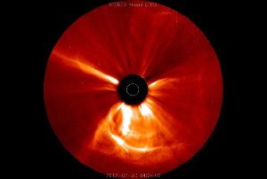 Image Caption: This image captured on July 23, 2012, at 12:24 a.m. EDT, shows a coronal mass ejection that left the sun at the unusually fast speeds of over 1,800 miles per second. Credit: NASA/STEREO