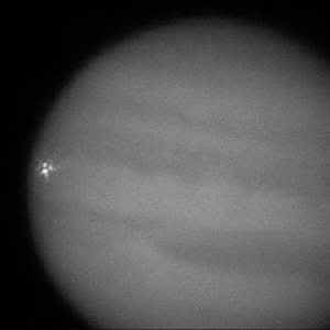 Amateur astronomer George Hall captured this image of an apparent impact on Jupiter while recording video telescope observations of the planet on Sept. 10, 2012, from Dallas.