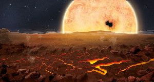 SCORCHED &nbsp;An artist&rsquo;s impression of Kepler-78b shows its nearby star and blistering-hot surface.