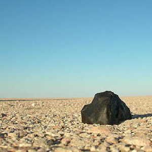 A chrondite meteorite in situ in Rub' al Khali, Saudi Arabia.