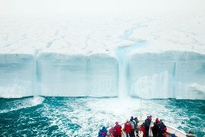 Meltwater streams from ice near Svalbard, Norway.