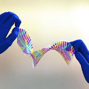 Developed by engineers from the University of California at Berkeley, this chameleon-like artificial 'skin' changes color as a minute amount of force is applied.