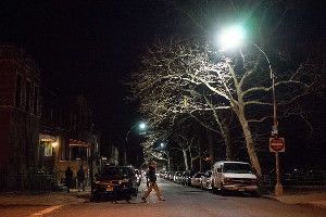 Eighteenth Street in Windsor Terrace, Brooklyn. Annually, the city will save $6 million on energy costs and $8 million on maintenance with the new lights.