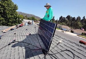 A solar panel being installed at a home in Camarillo, Calif. The state aims to get 50 percent of its energy from renewable sources by 2030.
