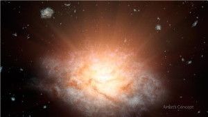 Dusty 'Sunrise' at Core of Galaxy (Artist's Concept).