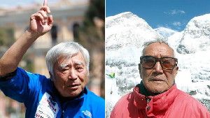 Japanese climber Yuichiro Miura, 80, left, is hoping to become the oldest person to reach the top of Mount Everest, breaking the record for the oldest person to climb the mountain, currently held by Nepal's Min Bahadur Sherchan, right, who reached the summit at the age of 76, in 2008. (Reuters| Facebook)