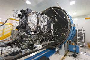 Image Caption: The fourth Galileo In-Orbit Validation flight model satellite, FM4, pictured at the start of thermal vacuum testing at Thales Alenia Space Italy's facility in Rome in May 2012. The third Galileo flight model, FM3, had already undergone this testing. Credits: ESA/EADS Astrium - R. Kieffer
