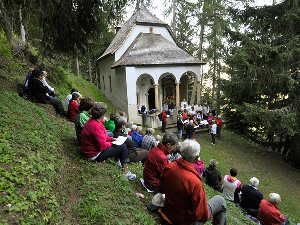 Pilgrims from the Swiss villages of Fiesch and Fieschertal pray for glacier growth late last month.