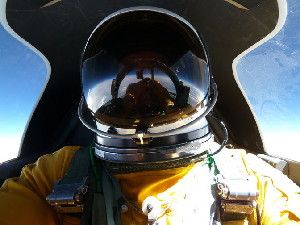 NASA research pilot Tom Ryan snapped this self-portrait while flying an ER-2 plane on a high-altitude mission over New Mexico in April 2011.