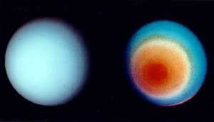 True- and false-color images of Uranus.