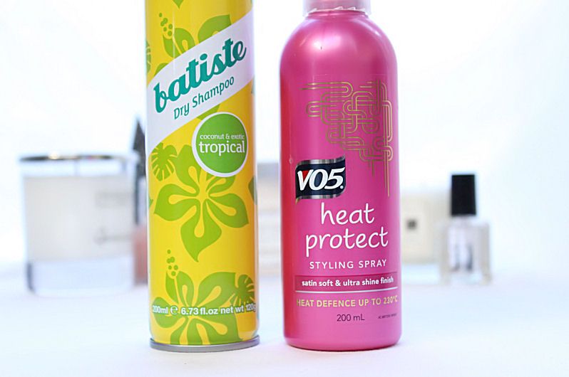 Batiste Dry Shampoo and VO5 Heat Defense Spray