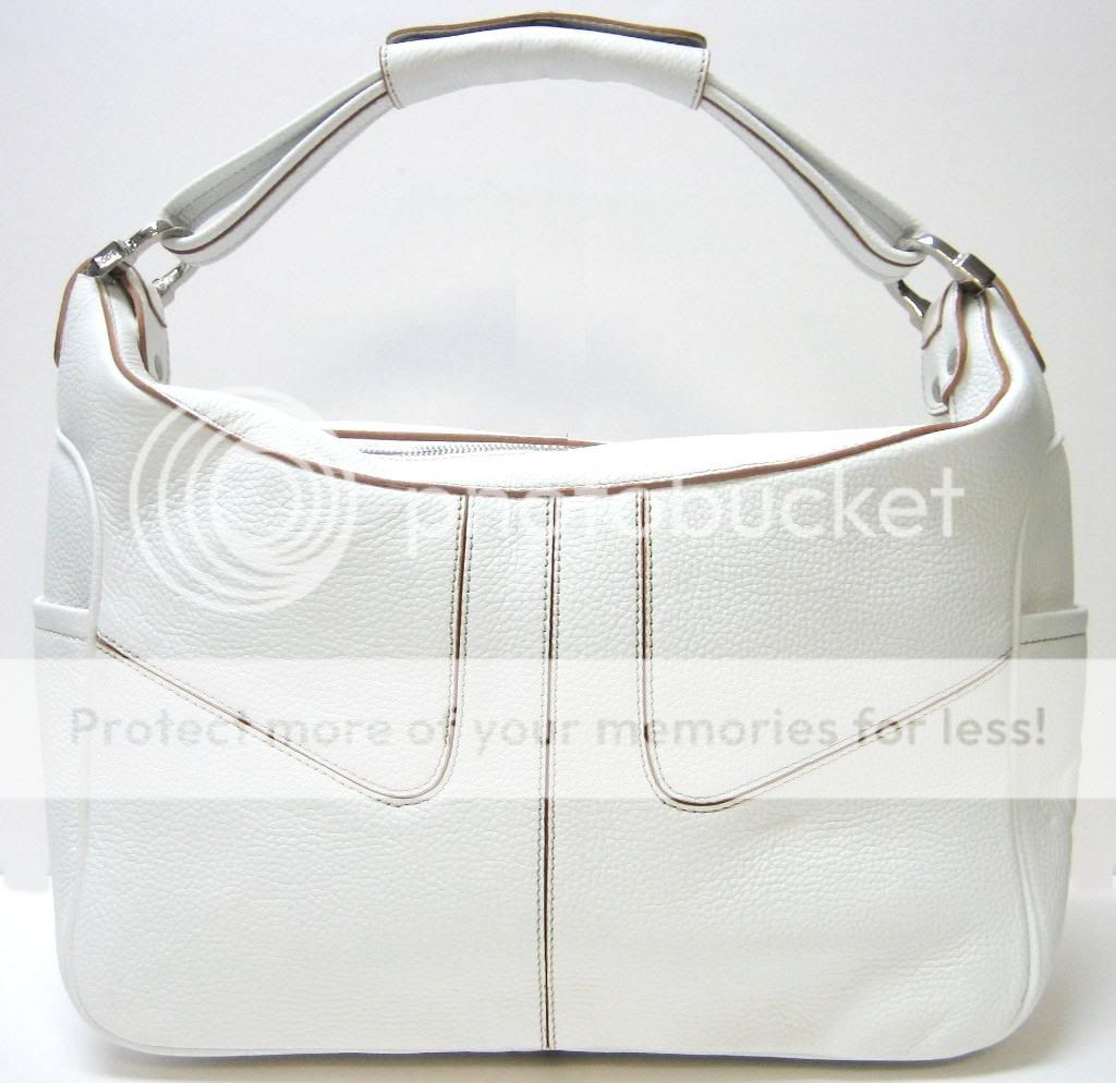 NEW JP TODS Large Micky Leather Handbag Purse, White,  