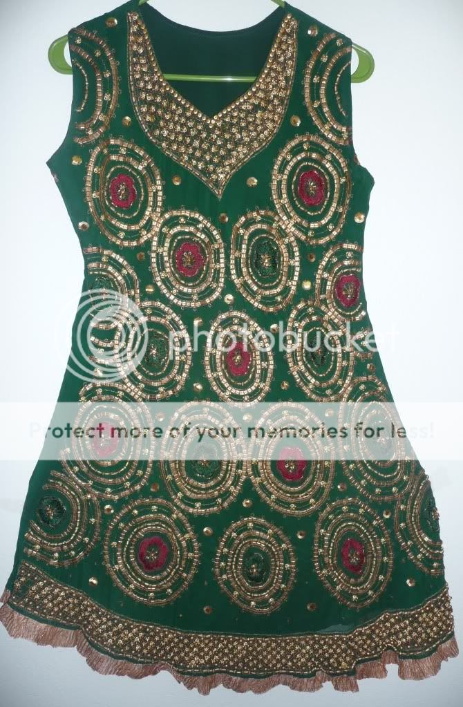 New 3Pc Green Heavy Embroider Indian Salwar Suit Size S  