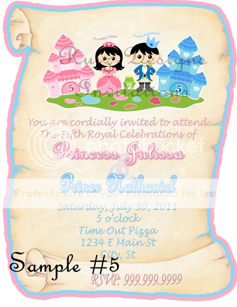 SAMPLE #6 Blue/Gray Prince Scroll Invite